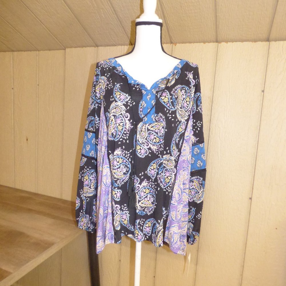 Style & Co Printed Split-Neck Top, - Picture 3 of 15